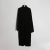 Vestidos casuales Diseño dividido Cuello alto Jersey Manga larga Suéter negro Vestido Vestidos de Mujer Elegantes Punto Maxi Mujeres