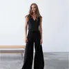 Pantalon Femme XUAN Phd Fashion Casual Black Vest Pantalon Deux pièces 2023 Summer Design Coton et Lin Costume Femmes Vêtements Capris