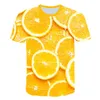 Herr t-skjortor citron jordgubbe druvor frukttryck 3D-tryck t-shirt och kvinnors mode roliga casual kortärmad sommar est