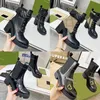 Hochwertige Designer-Stiefeletten aus echtem Leder mit doppelten Stiefeletten, Damenstiefel, klobige High-Heels-Schuhe, glänzende Leder-Kniestiefel, modische Stiefeletten mit runder Zehenpartie