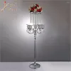 Bougeoirs 130CM candélabres en métal argenté avec pendentifs porte-fleurs romantique pièce maîtresse de Table de mariage support de décoration pour la maison 6 pièces/lot