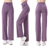 Lu Yoga Pants Throwback Still Esportes Femininos Casual Cloud Sense Alto Elástico Cordão Bolso Perna Larga