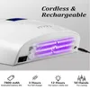 Nail Dryers Upgrade 128W Rechargeable Nail Lamp Built-in Battery Powerful Wireless Nail Dryer For Manicure Cordless Nail UV LED Lamp 230824