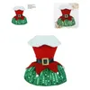Hundkläder glittrande husdjursklänning jul festlig jultomten upp kjol glittrande paljett hem bekväm för