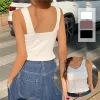 2023new Yoga Outfit Women Summer Elastic Tank Top Crop Camisole Sleeveless t Shirt Spaghetti Vest Knitted Camis Female Tops White Black Original