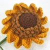 Decorative Flowers 2 Branches Yellow Sunflowers Artificial Handmade Knitting Big Size Home Wedding Party Decorations