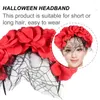 Bandanas Halloween Artificial Flower Black Mesh Headband Simulated Flowers Headdress Prom Headwear Stainless Steel Miss