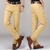 Men's Jeans Khaki Solid Color Stretch Slim Classic Fashion Business Casual Pants Korea Male Office Full Length Denim Trousers