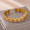 Bangle Gold Color rostfritt stål armband för kvinnor blommar armband 2023 Trend lyxbanddesigner Jewerly Pulseras Mujer
