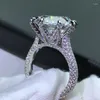 حلقات الكتلة Solitaire 10ct Moissanite Diamond Ring REAL 925 Sterling Silver Party Wedding Band for Women Men Enighter Jewelry