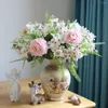 Decorative Flowers Artificial Silk Handle Bunch Hydrangea Small Daisy Carnation Bouquet Wedding Pography Home El Desktop Fake Flower Decor