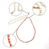 Midjekedjebälten Kvinnor Candy Color Pearl Beads Metal Thin Luxury Brand Harajuku Slim Belt Dress Accessories Cinturon Mujer 230825