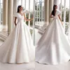 One Shoulder Satin Wedding Dress Button Back Pleats Bridal Gowns Custom Made Vestidos de Novia