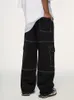 Men's Jeans 2023 Black Multi Pocket Loose Wide Leg Men'S Y2k Casual Fashion Cargo Pants Side Large Street Wear 230825