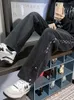 Мужские джинсы Foufurieux Шагтерская доска Гонконг Хай -стрит Тенденция Джинсовые брюки унисекс негабаритные брюки ноги хип -хоп мужчина