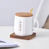 Tasses créatives lettre blanche tasse en céramique avec couvercles cuillère Simple ménage tasse à café cadeau de noël amis