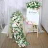 Decorative Flowers 1m Long Banquet Table Runner Artificial Arrangement Wedding Arch Backdrop Decor Flower Row Party Accessories