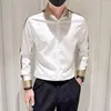 Camicie casual da uomo Patchwork Camicia da uomo con risvolto a righe dorate Autunno a maniche lunghe Uomo Coreano Top Party Street Wear Camisa Social Masculinas