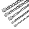 Kedjor 6/8/10/12/14mm bred silverfärg i rostfritt stål Miami Kubansk länkkedja halsband för män kvinnor smycken