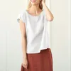 Kvinnors T-skjortor Ly Linen T-shirt Casual Loose O-Neck Kort ärm TEES Basic Streetwear Tops Summer Clothes for Women