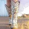 Boots Cowgirl Women's Calf Mid BONJOMARISA Western Cowboy Classic Retro Embroidered Slip On Chunky Casual Shoes Woman T230824 501