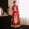 Abbigliamento etnico Abito da sposa femminile Sposa in stile cinese Set da matrimonio ricamato di alta qualità Set di pane tostato orientale cheongsam