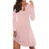 Vestidos casuais vestido feminino feminino confortável impressão manga longa peito oco grande balanço elegante plissado praia vestidos