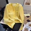 Vestes Femmes Parfumé Blanc Jaune Tweed Veste Femmes Mode Coréenne Élégant Manteaux Courts Automne Jaqueta