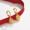 Dangle Earrings MxGxFam Hollow Flower Ball Drop For Women 24 Pure Gold Color