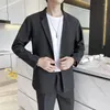 Men's Suits Business Suit Solid Korean Fashion Casual Blazers Coat Men Slim Jackets 2023 Spring Autumn Elegant Wild Black Male Pants Set