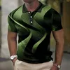 Summer Polo Men's T-koszule 3D Strażne paski Street Street Rekret o krótkim rękawie koszulki Polo TEES THEAD THEADS Ożywowane HKD230825