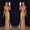 Casual klänningar 2023 Kvinnkläder Elegant V Neck Party Glitter Split Bronzing Sexig Female BodyCon Long Dress for Wedding Evening