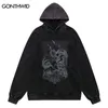 Men's Hoodies Sweatshirts Men Hip Hop Hoodie Streetwear Vintage Skeleton Skull Devil Print Distressed Washed Hooded Sweatshirt Harajuku Retro Hoodie 230824