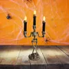 Halloween led esqueleto castiçal triplo led luz esqueleto castiçal suporte mesa decoração para casa assombrada festas tela hkd230825