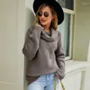 Women's Sweaters Elegant Casual Medium And Long Sweater Autumn Winter Loose Lazy Versatile Solid Color Lapel Pullover Sw 2023