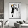 Abstract Basketball Player Canvas Painting Sports Dunk Poster Print Wall Art Pictures for Living Room Kids Bedroom Decor Gift For Friend No Frame Wo6