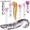 Dildos/Dongs BLACKWOLF Crystal Glass Dildos Masturbator Realistic Dildo Penis Glass Beads Anal Butt Plug Sex toys for Woman Couples Vaginal 230825