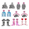 Acrylic Love Heart Studs Women Drop Earrings Cow Boots Western Cowboy Hat Howdy Let's Go Girls What Would Dolly Do Letter Cute Ear Charms Decoration Pink Hip Hop Jewelr