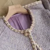 Mulheres misturas de lã pista chique roupas femininas pequenas perfumadas lavanda roxo tweed jaqueta outono inverno feminino casaco de lã casacos femme 230824