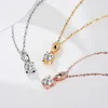 Ketten-Halskette für Damen, 925er-Sterlingsilber, rosévergoldet, Schlüsselbeinkette, leichter Luxus und Einfachheit, frisch, bunt