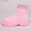 Woman Winter 2024 BOOTIES NET RED JENITTER ETTRED CHENTED HEELS ONKLE COMPLOY PINK PLATTE SLIP-ON