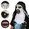 Imprezy maski horror zakonnica maska ​​lateksowa Cosplay przerażający widok twarzy nakrycia głowy Halloween karnawałowy Costume Props 230824