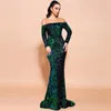 Dubai Arabic Long Sleeve Mermaid Mother Of The Bride Dresses Shiny Veet Sexy Plus Size Elegant Evening Gowns Tail Women Formal Dress Vestido De Fiesta 403