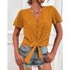 Blouses pour femmes Sexy Femmes Été Élégant Sans Manches Polka Pot À Lacets Cravate Noeud Et Chemises Casual Oversize Tops Pull Tunique