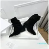 2023-Boot Split Toe Lamb Leather Pointed Chunky Heels Fashion Women Booties Luxury Dress Party Shoes Footwear Beige Black Ankle Boots