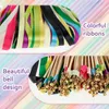 Decorative Objects Figurines 100Pcs Silk Ribbon Wands with Bells Colourful Streamers Stick Fairy Wedding Decoration Party Favors 230824