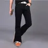 Dżinsy Slim 2017 Nowe męskie czarne dżinsy Brand Cut Gental Man Bootcut Male Denim 27-38219W