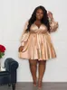 Plus Size Kleider Luxus Frau Partykleid mit langen Ärmeln Sexy kurze gewagte schicke Geburtstag Großhandel Drop