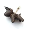 2023 KeyChain Bulldog nyckelkedja Brown Flower Leather Men Kvinnor Handväskor Väskor Bagage Tillbehör Älskare Bil Pendant 7 Färger