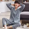 Heren Nachtkleding Thuis Pakken Lange mouwen Broek voor Herfst en Winter Pijamas Heren Plaid Print Design Pyjama Loungewear